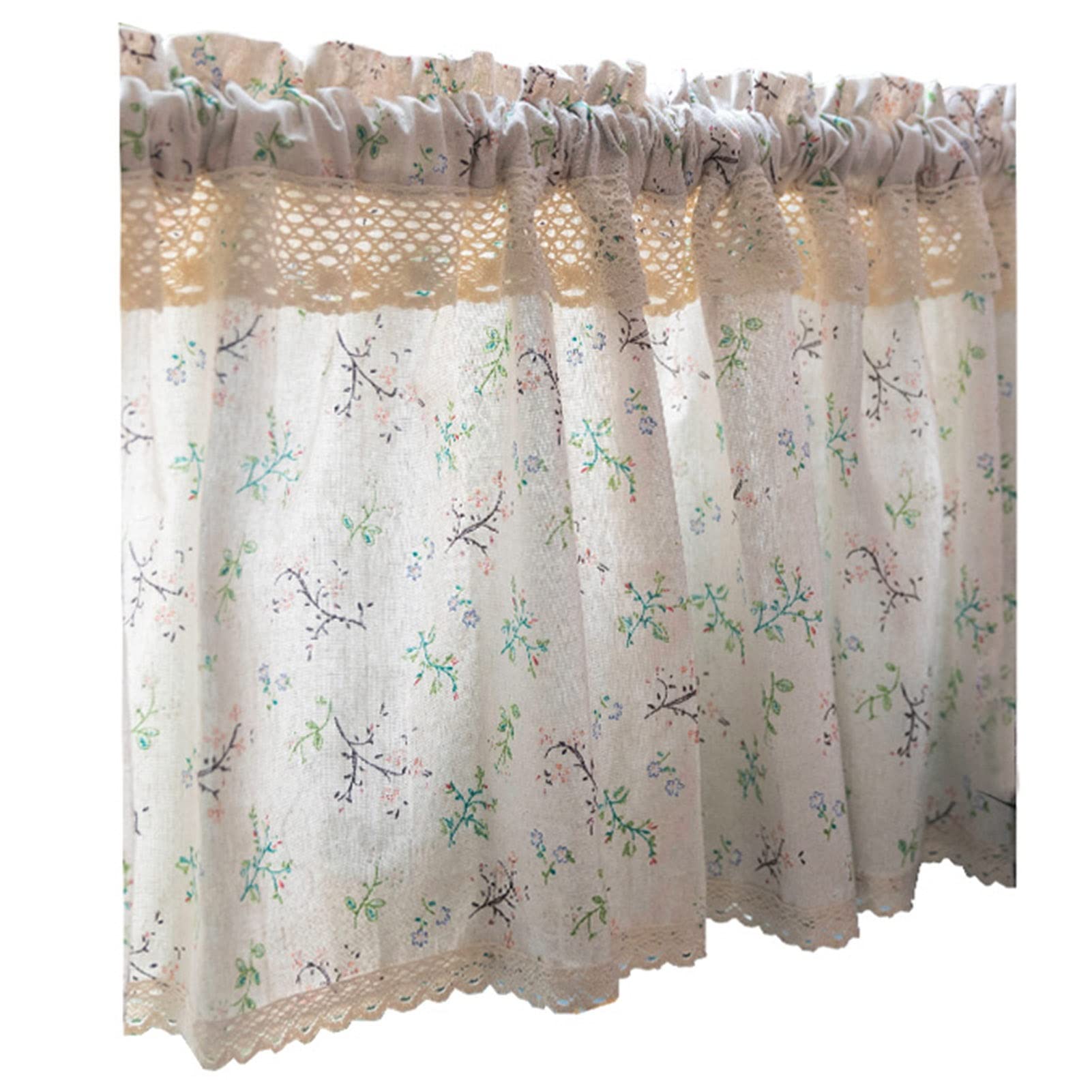 Cortinas de casa de campo rUrEu beige de 140x60cm para ventanas pequeñas de cocina