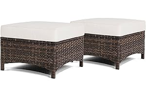 Luxurious White Wicker Ottoman: An Oasis of Comfort for Your Outdoor Haven