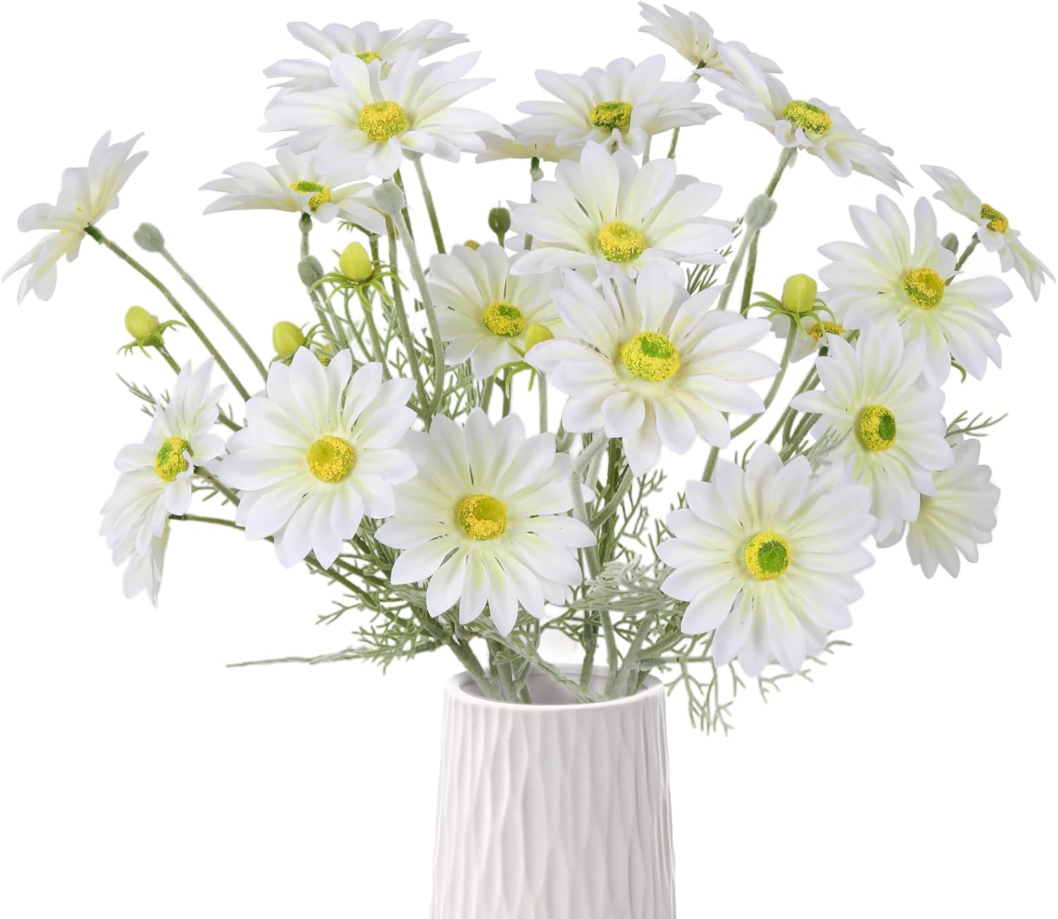 White Cosmos Flowers Artificial 6PCS Faux Wildflowers Realistic 23.62'' Fake Daisies for Wedding Party Home Office Garden Decoration(White)