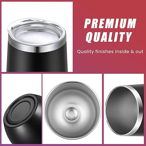 Miniatura 3 de Paquete de 16 vasos de vino de acero inoxidable de 12 onzas sin tallo al vacío juego de tazas de vino sin tallo de acero inoxidable para vino café