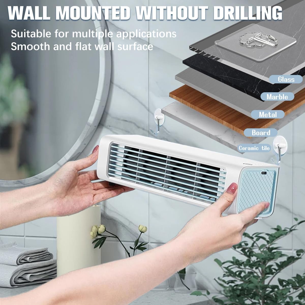 Breezamax, Ventilador de Aire Acondicionado Enfriador de Aire, pequeño y Compacto Ultra silencioso energética eficiente, Alto Viento de enfriamiento montado en la Pared