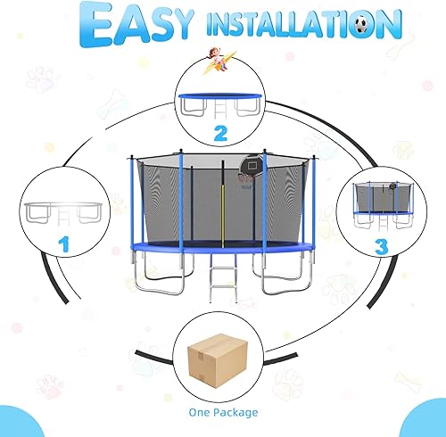 Miniatura 41 de Tranpoline - Tranpoline para exteriores de 16 pies, 14 pies, 12 pies, 10 pies, para niños y adultos, capacidad de peso de tranpoline de 300 a 1000