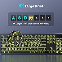 Vista 4 de Teclado y mouse inalámbricos de gran impresión - Teclado retroiluminado de 7 colores, teclas de letras extra grandes fáciles de ver y escribir