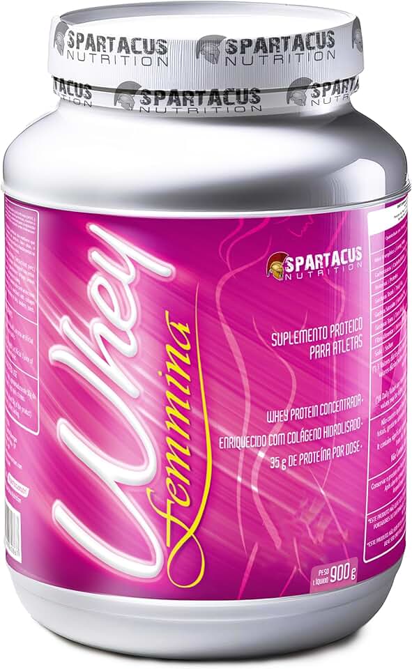 Whey Protein Feminino Spartacus Suplemento Proteico Com Colageno Hidrolisado 900g Aminograma Ajustado Para Mulheres Uso Adulto Não Contem Gluten (900, Morango)