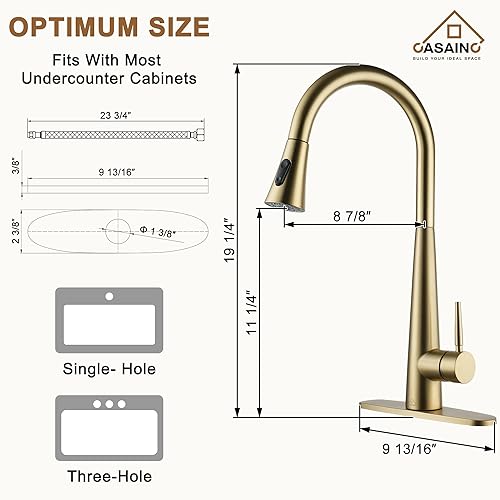 Miniatura 7 de CASAINC Grifo de cocina, grifo de cocina simple con rociador extraíble, fregadero de cocina que ofrece una limpieza eficiente para cocina,