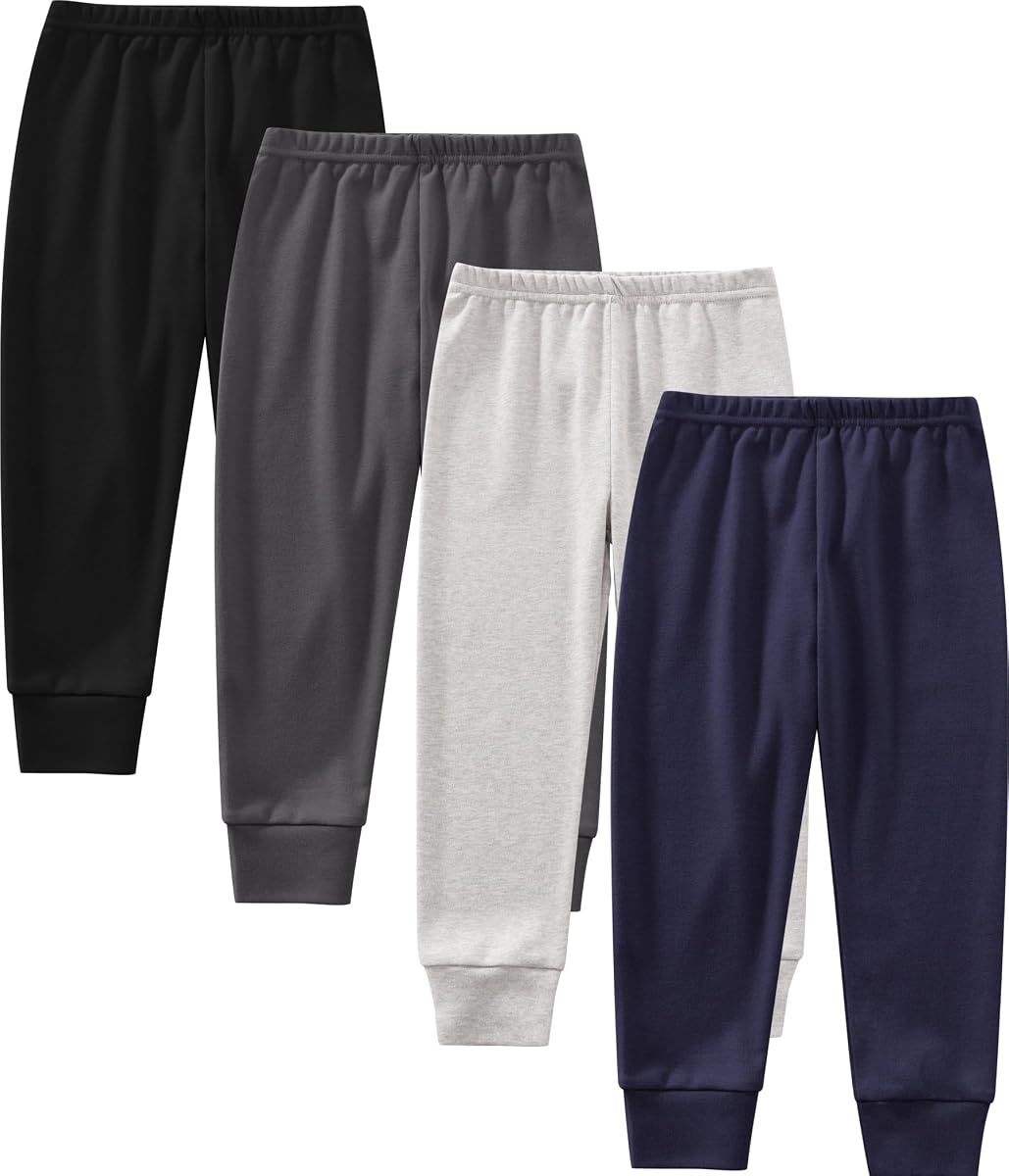 Pantalones de algodón para niños pequeños, paquete de 4 pantalones deportivos para 2-6 años