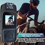 Mini Action Camera, 4K HD Body Camera, 180° Camera Magnetic Pocket Thumb Cam, Portable Mini WiFi 120° Wide Angle Camera Outdoor Sports for Recording,Outdoors Activities(Includes 128GB Memory Card)