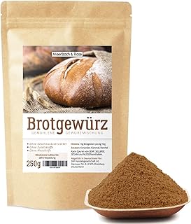 Brotgewürz bayerische Art, Gourmetmischung, 250g Brotgewürzmischung mit Kümmel, Fenchel und Koriander, herzhafte Gewürzmischung für Brot, Naturprodukt, ohne Salz und künstliche Zusätze