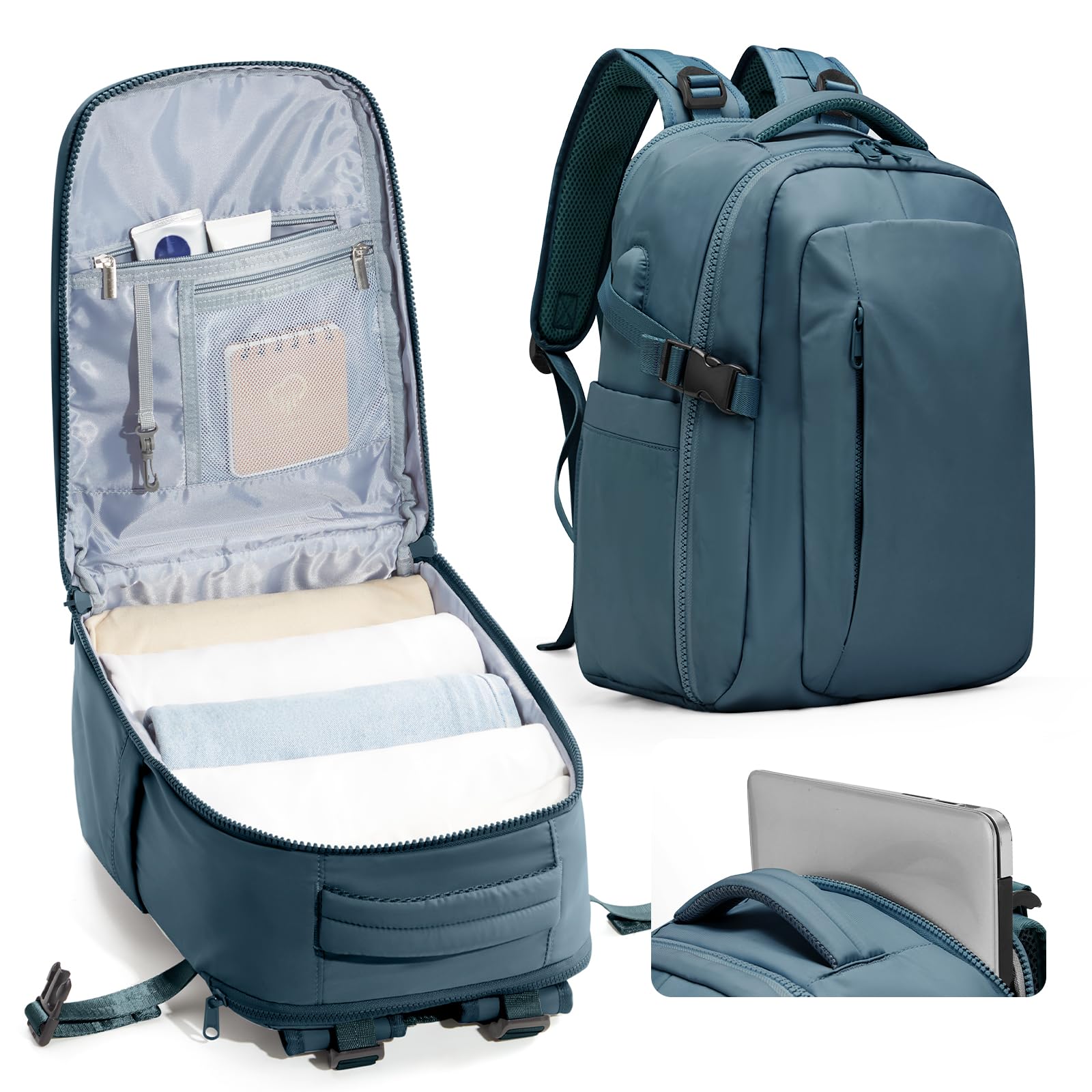 SZLX Zaino Ryanair 40x30x20 Sottovuoto con Pompa Zaino Ryanair 40x20x25 Donna Zaino da Viaggio Wizzair Bagaglio a Mano Uomo per Laptop da 14 Pollici Borse da Cabina 45x36x20 Easyjet con Porta Scarpe