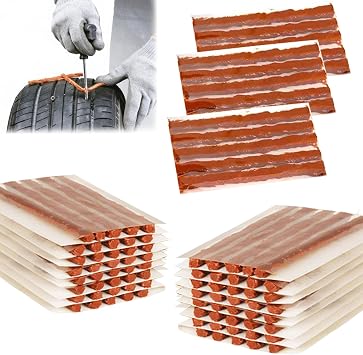 90PCS Tire Plugs Heavy Duty, 4" x 0.24" Tire Repair Strings Brown | Quick Roadside Puncture Repair, no Tire removal, Durable Rubber Seal, Tire Sealing Strip for Tubeless Tires Car, Bike, ATV