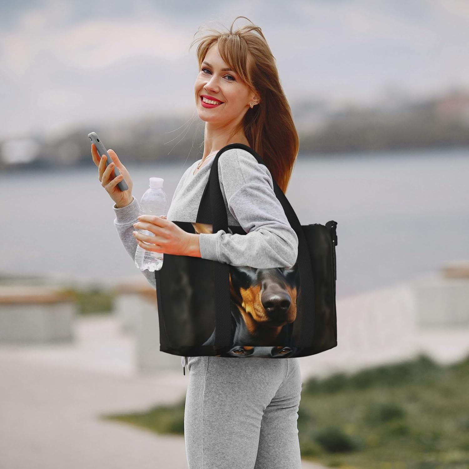 Travel Duffel Bag for Women Men Weekender Bags Sports Gym Bag doberman Travel Bag Carry on Overnight Bag Waterproof Luggage Bag with Shoulder Strap