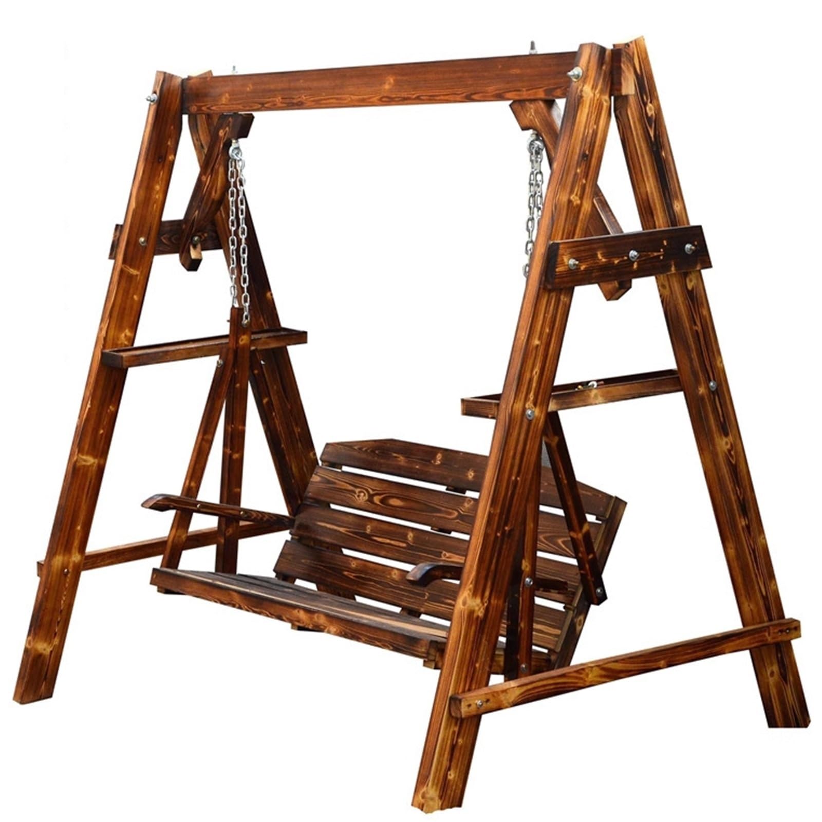 Wooden Swing Bench Swing Outdoor Cradle Chair Adult Hanging Hammock Indoor Home Courtyard Garden Balcony(105cm with frame)
