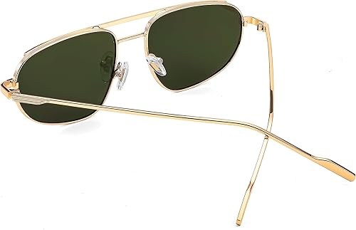 Miniatura 4 de FEISEDY Gafas de sol estilo aviador retro de moda para mujeres y hombres, de los años 90, pequeñas gafas vintage con estilo de metal dorado ovaladas