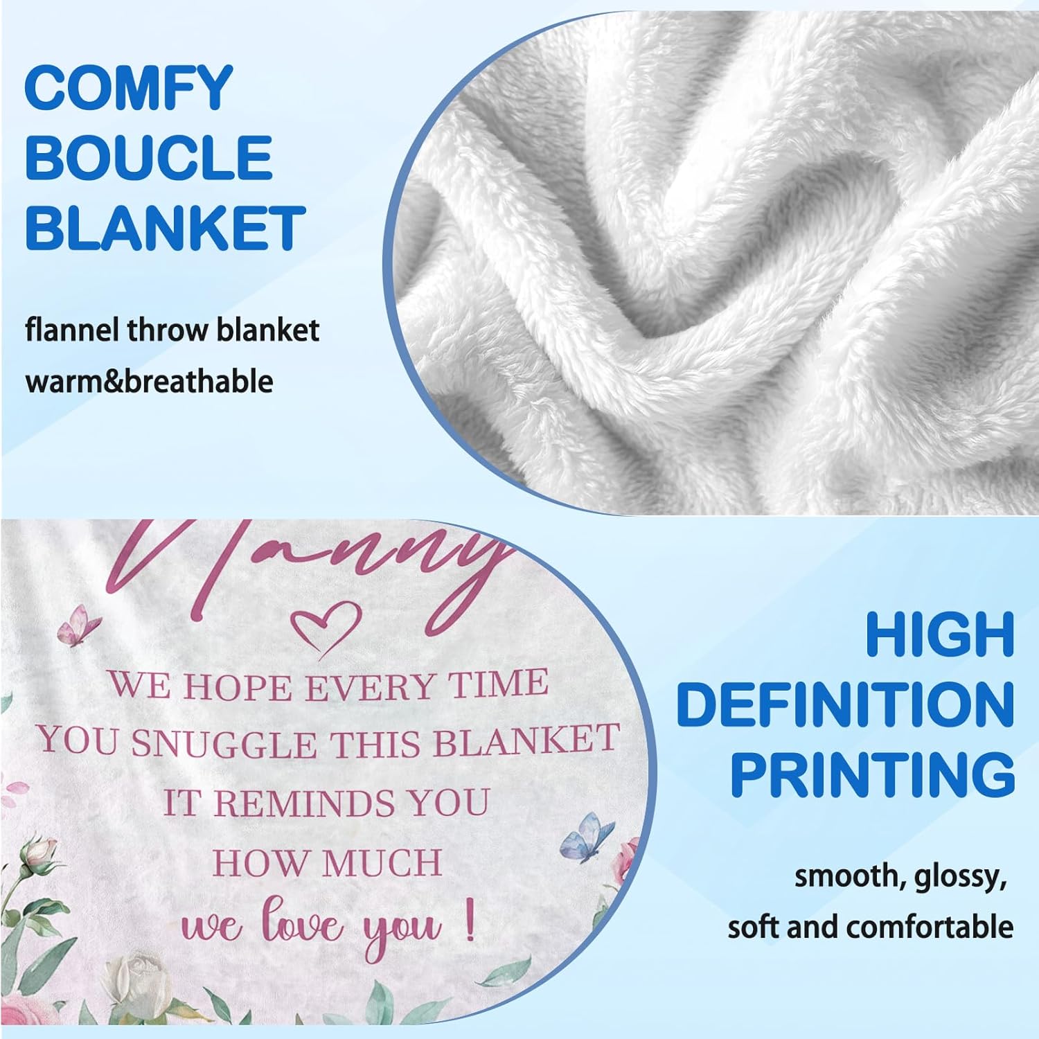 Nanny Gifts for Grandma, Nanny Birthday Gifts from Grandkids for Mothers Day Retirement Christmas Soft Flannel Throw Blanket 60"x50" - Image 6