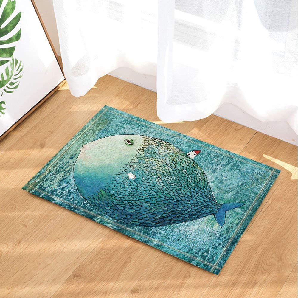 Kreativer Badteppich 'Haus Auf Fischen' – 40x60 Cm, Rutschfeste Fußmatte Für Indoor/Outdoor