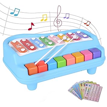 Mommers Xylophone for Toddlers I 8-Note Musical Toy I Educational Piano for Kids (1-5 Years) I Safe, Non-Toxic I Musical Instrument for Babies and Toddlers I Perfect for Gifting I Blue - image, photos