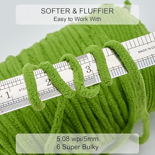 Miniatura 9 de SOVIKER Hilo de felpilla grueso para tejerganchillo para manta de bebé, hilo elegante para Amigurumi #6 súper voluminoso, extra grueso, suave,