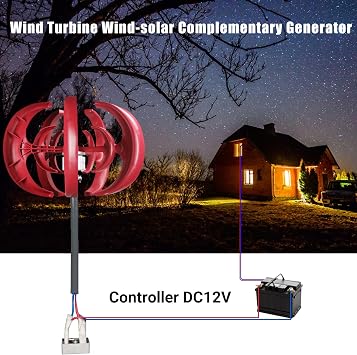 Wind Turbine Generator Kit for Home, 12V 600W 5 Blades Axis Vertical Wind Turbines Hybrids Streetlight Use, Electromagnetic Electricity Producer Equipment