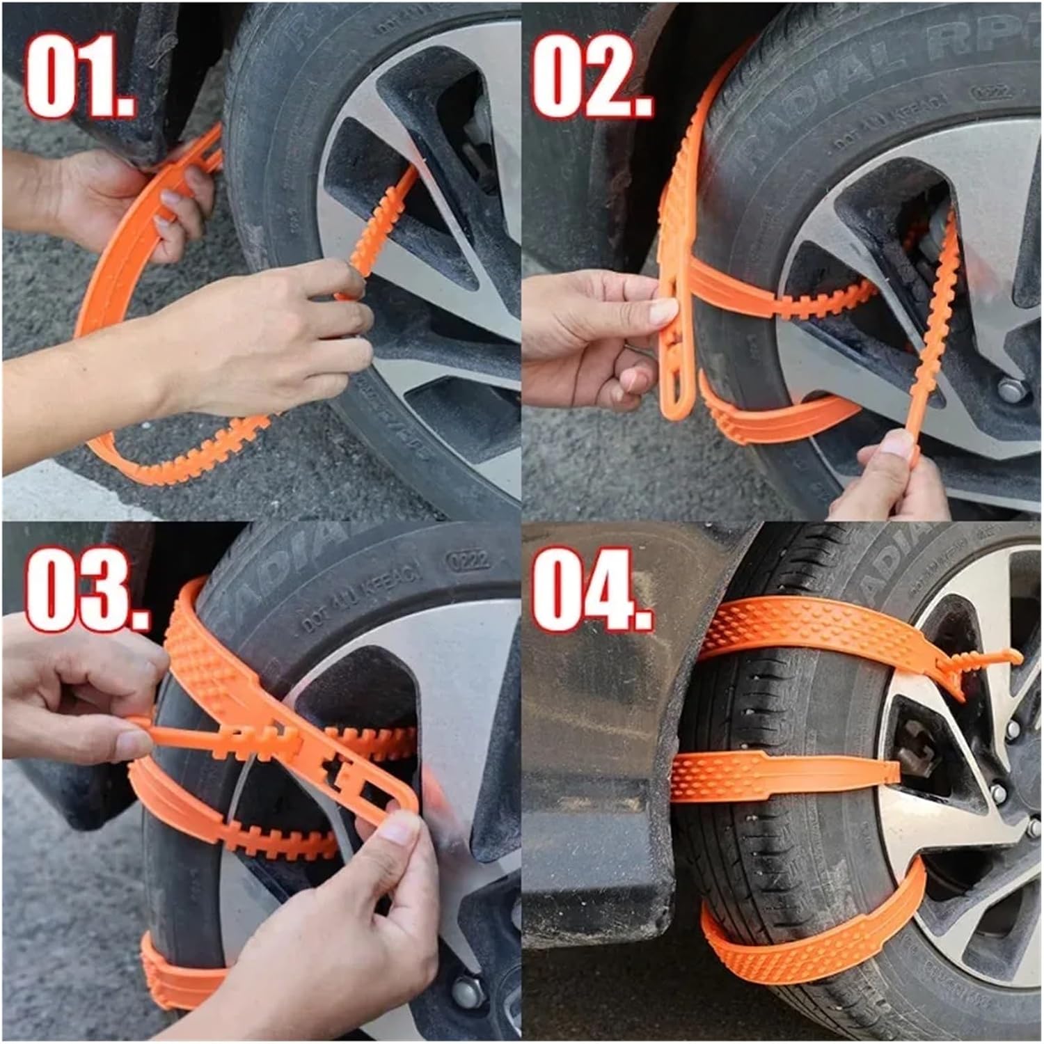 20/10pcs Plastic Snow Chain for Car Tire Widen Thick Crawler Anti Slip Winter Wheel Emergency Tool(10pcs Black)