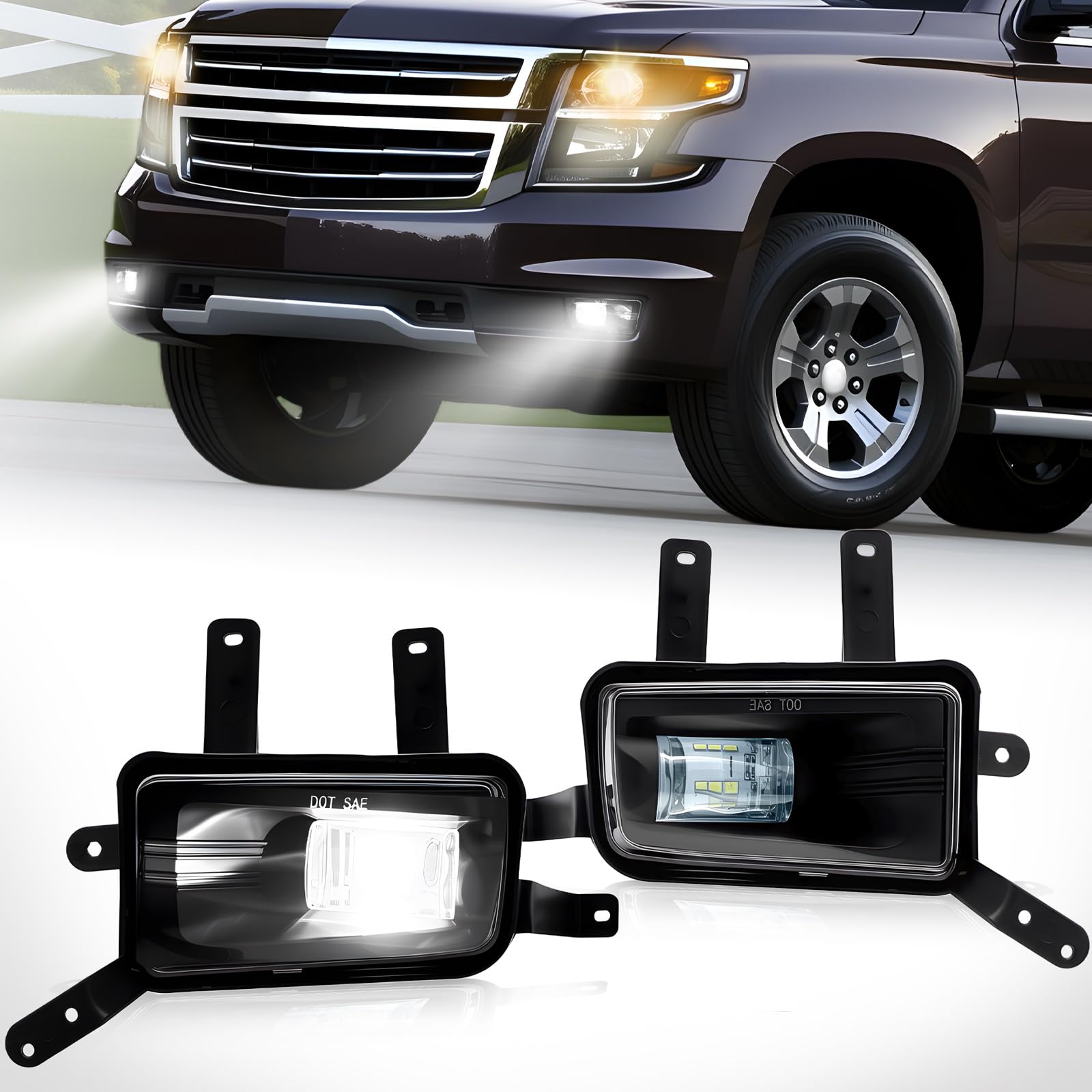 Fog Lights Compatible with 1999-2002 Chevy Silverado 1500 2500/2001 2002 Silverado 1500HD 2500HD 3500/2000-2006 Tahoe Suburban 1500 2500(Clear Lens) — view 39