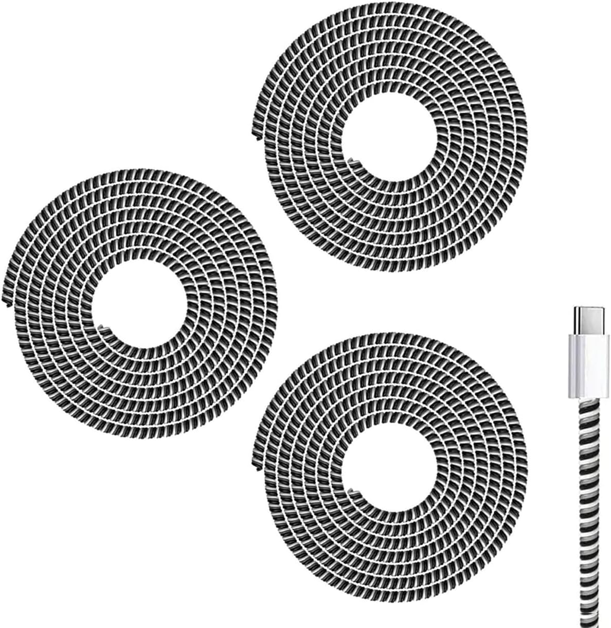 HUMBLE Ultimate Cable Protector | Spiral Triple Colour 1.5 Meter / 150 cm | Plastic Cord Wire Charger Winder for iPhone and Android Charging Cables (Pack of 3)