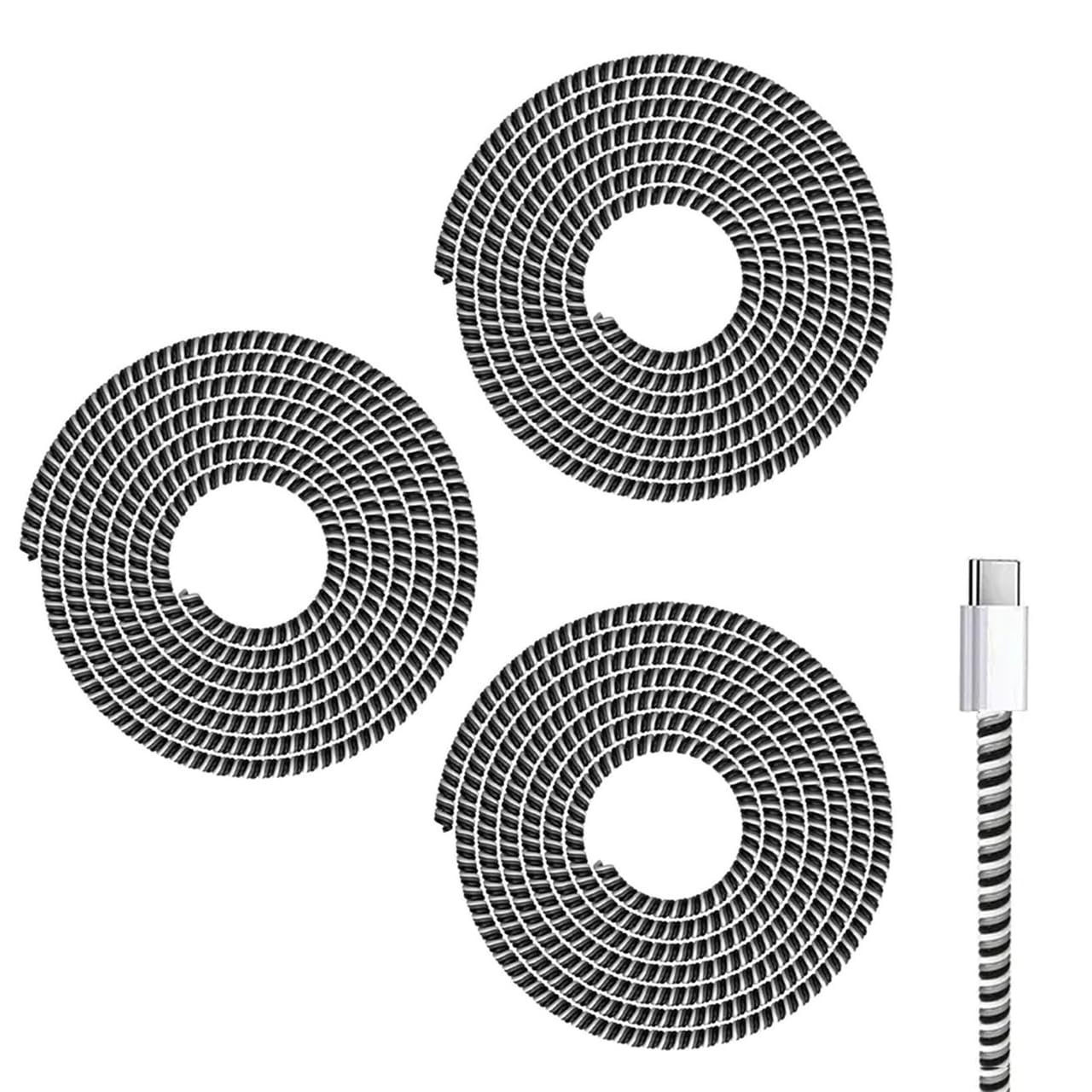 HUMBLE Ultimate Cable Protector | Spiral Triple Colour 1.5 Meter / 150 cm | Plastic Cord Wire Charger Winder for iPhone and Android Charging Cables (Pack of 3)