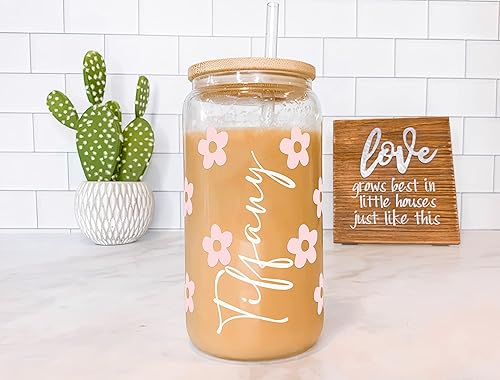 Miniatura 9 de Sip Sip Hooray Personalized Name Glass Cup with Daisy  Personalized Tumbler Gifts for Women, Teachers, Bridesmaids, Birthdays, Mom, Valentines