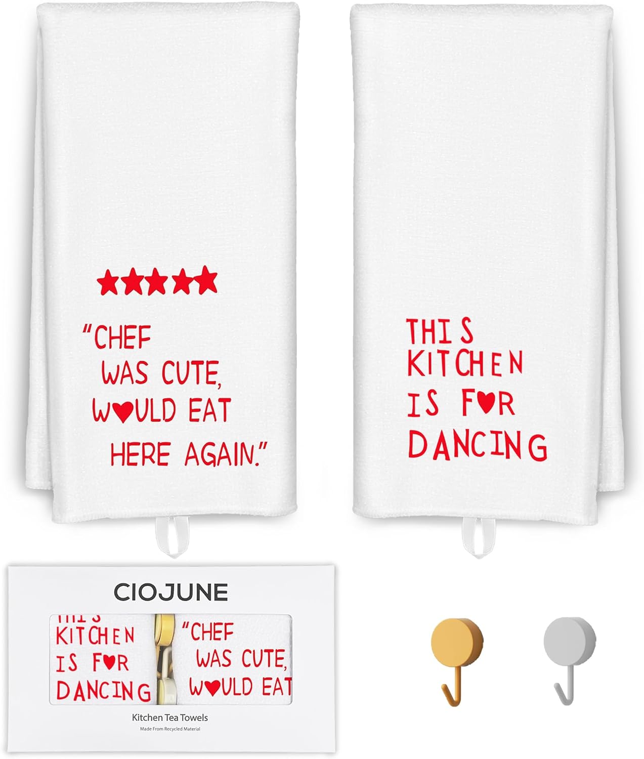 CIOJUNE Funny Kitchen Towels 2 Pack Set Aesthetic Pink