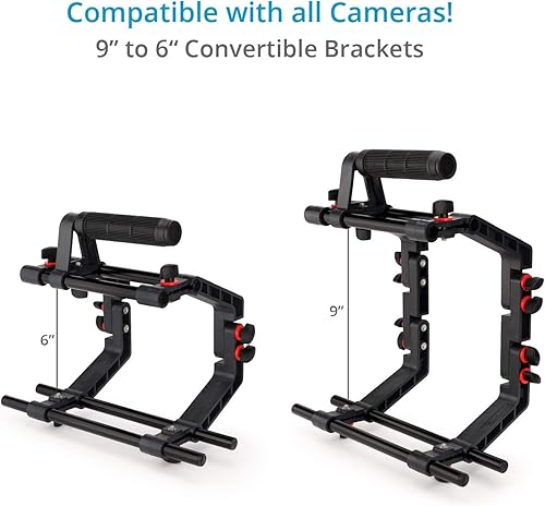 Miniatura 3 de Kit de soporte de hombro para cámara con jaula y caja mate para videocámara de video DSLRs. Soportes y asas ajustables. Se adapta a múltiples lentes