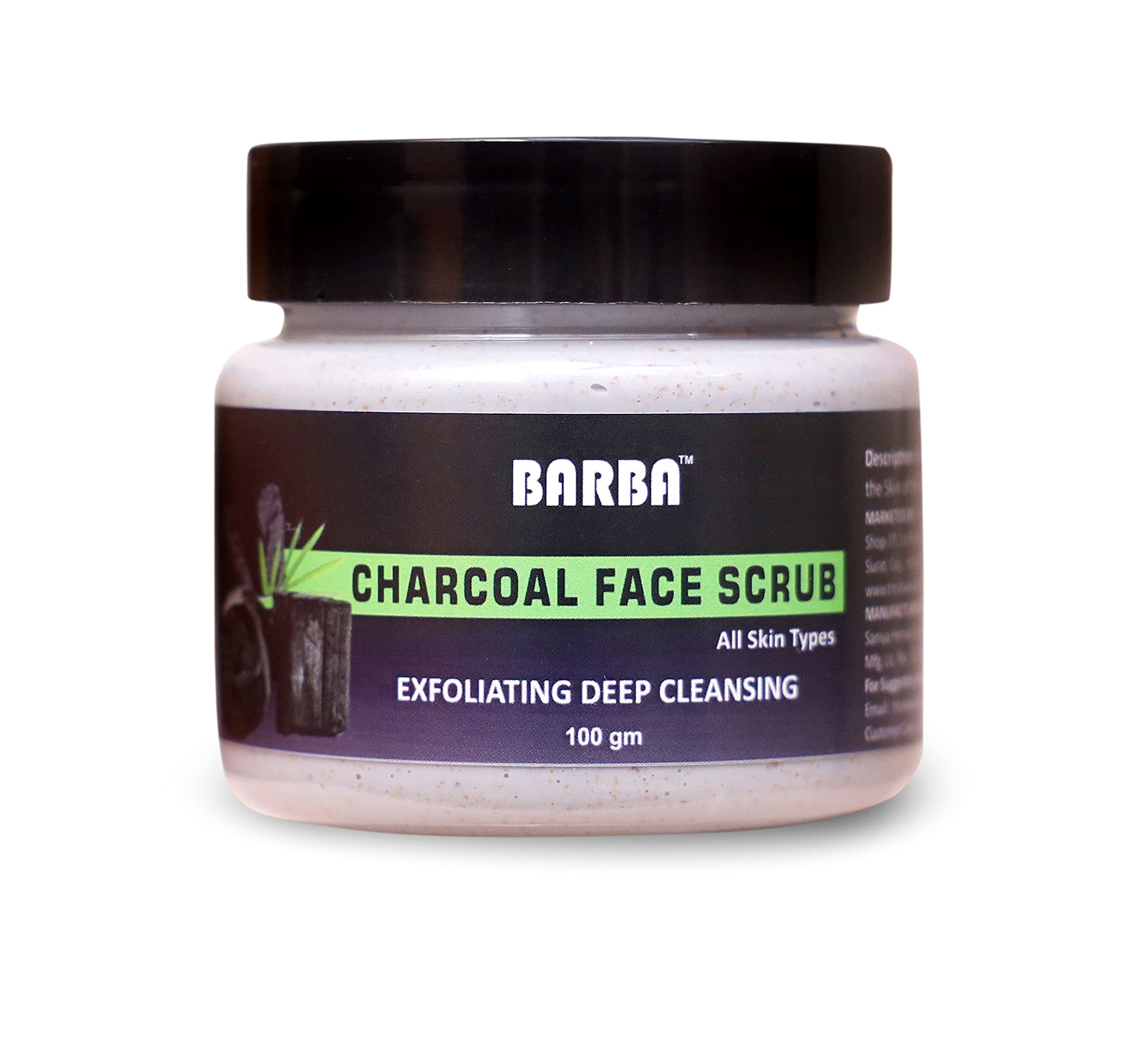 Barba Charcoal Exfoliating Deep Cleasing Face Scrub 100gm