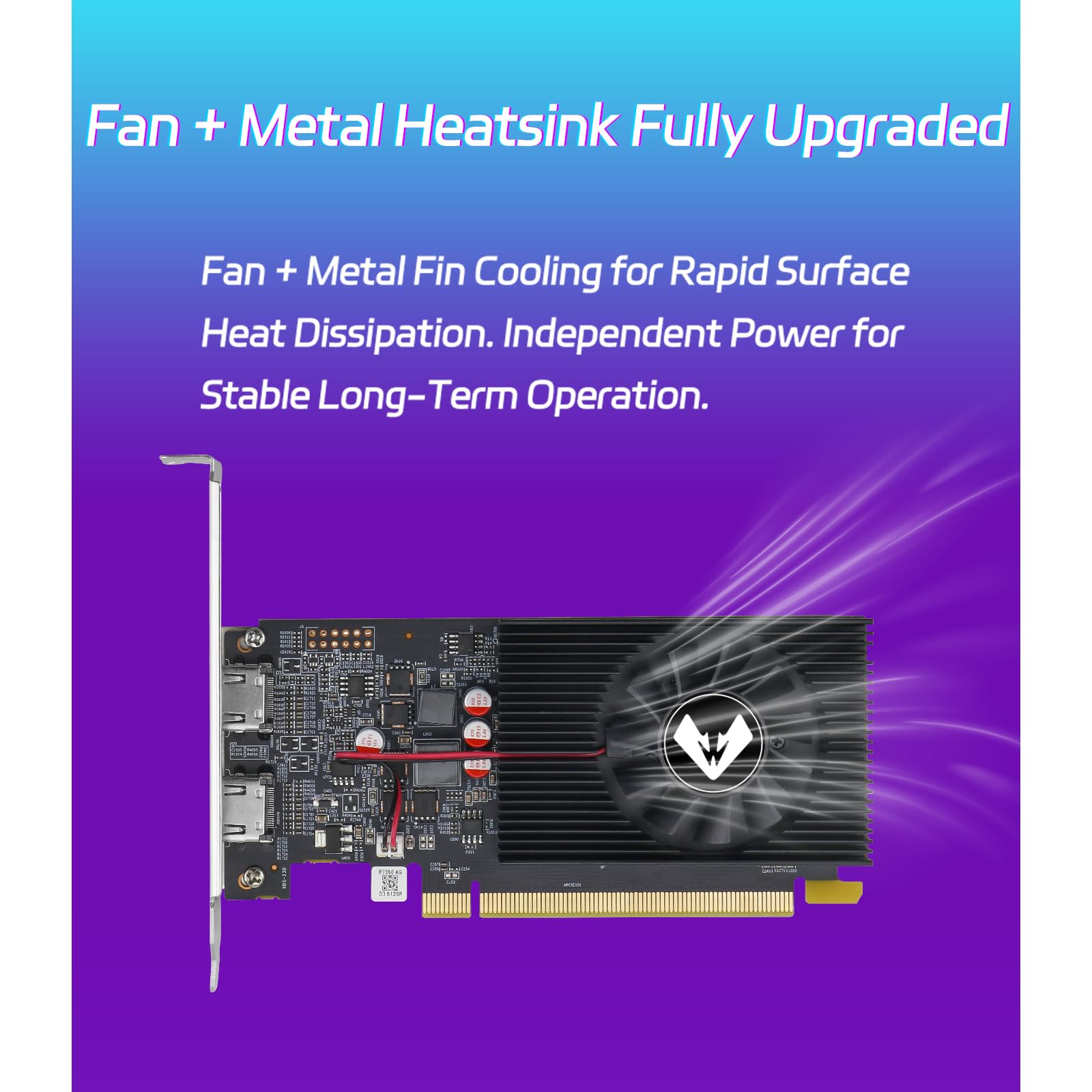MOUGOL AMD Radeon R7 350 4 GB GDDR3 Low Profile Grafikkarte, 2 x HDMI-Anschluss | 128-Bit 512SP GPU mit halber Höhe Design für SFF Slim Desktop PCs, unterstützt Windows 10/8.1/7 (nicht Win11 kompatibel)