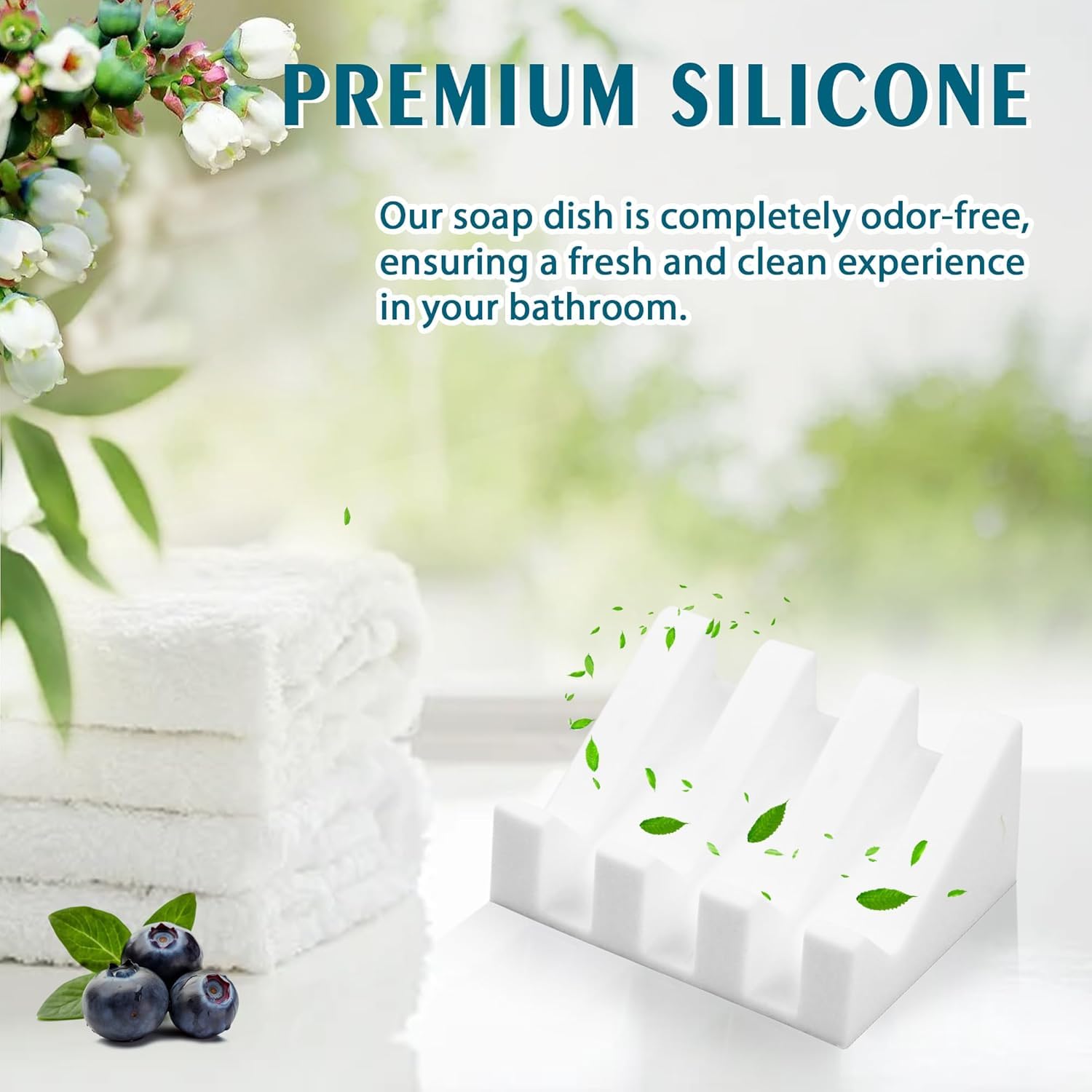 Jabonera de silicona con drenaje, jabonera para ducha, barra de cascada, bandeja de jabón con drenaje para accesorios de baño y cocina (blanco, 1)