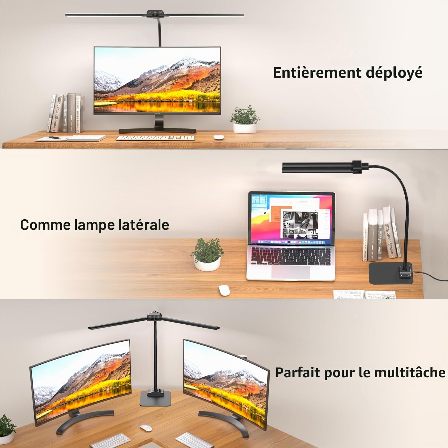 EppieBasic Lampe de Bureau LED Double Tête avec Base Métal