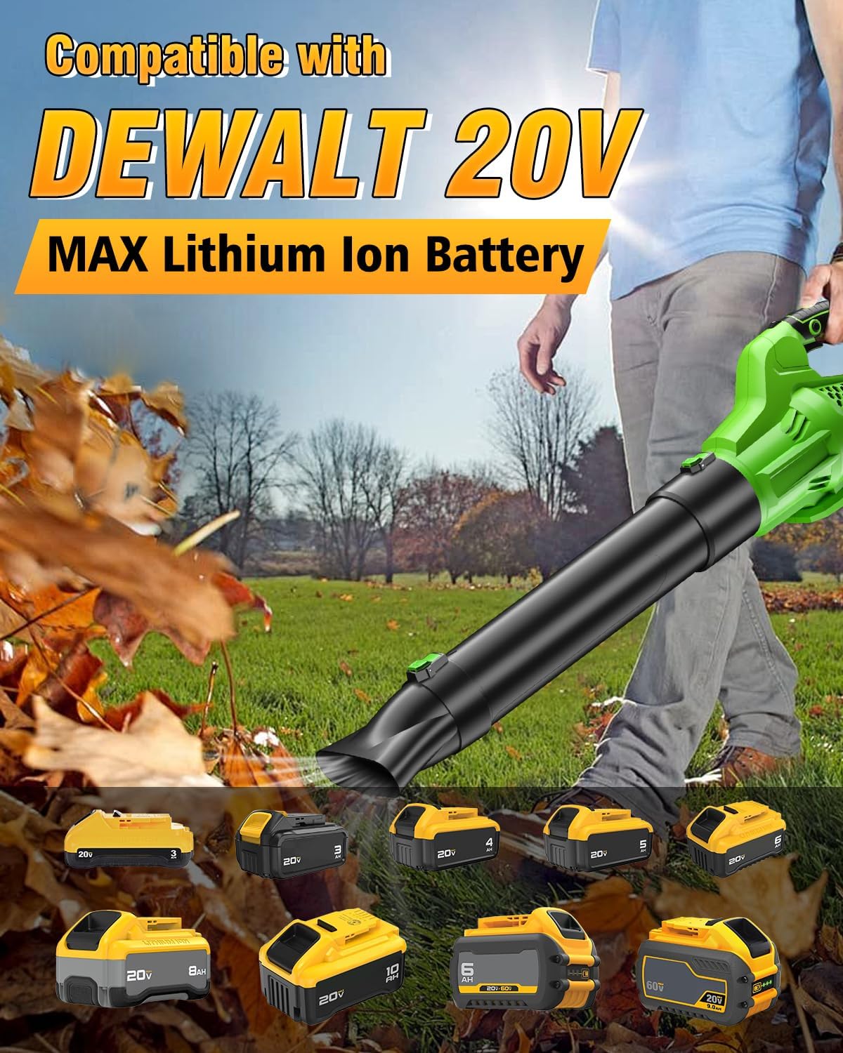 Leaf Blower, 500CFM, 6 Speed Levels, Leaf Blower Cordless with 2 x 3.0Ah Battery and 1 x Charger, Battery Power Blower Leaf for Snow, Patio, Blowing Leaves, Dust, Lawn Care