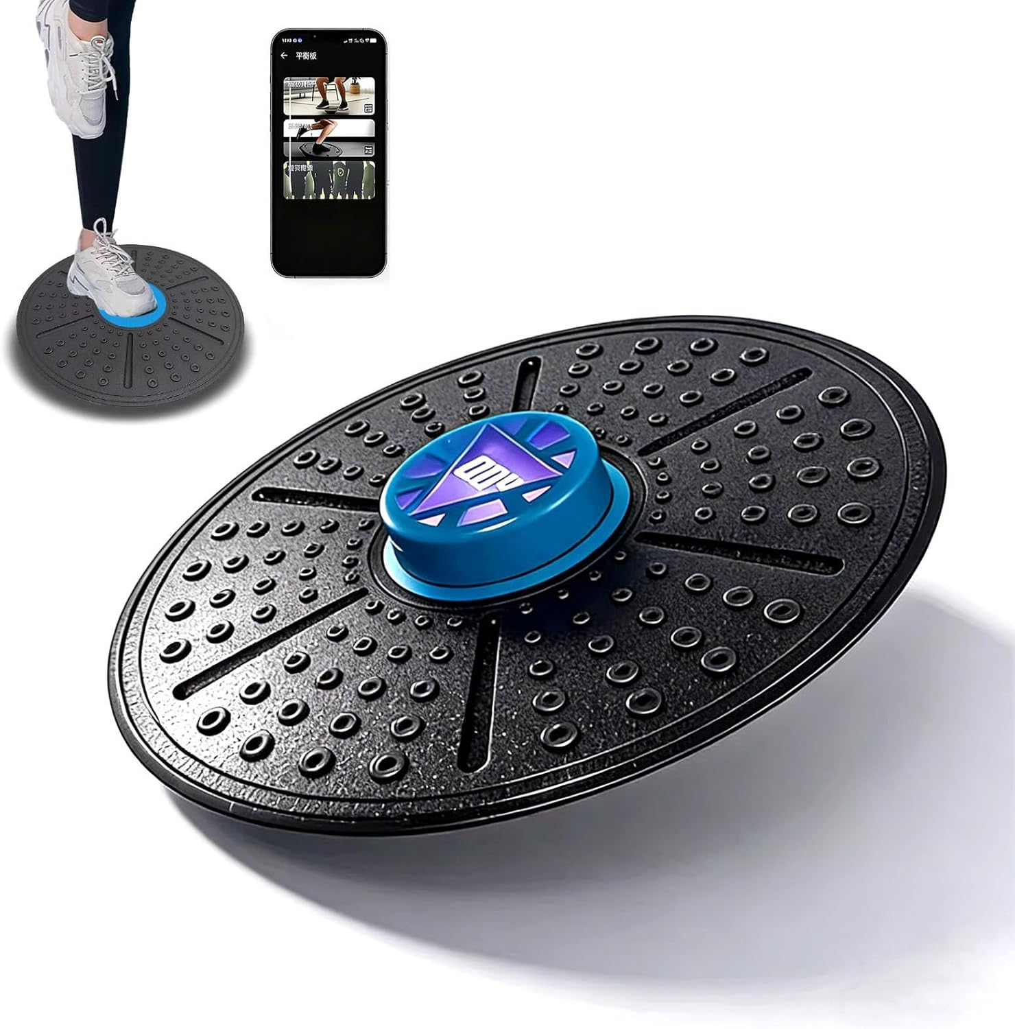 Smart Balance Board Trainer with Guide Lights, Real-Time Balance Correction, Full-Body Core Workout Equipment for Home/Gym/Rehab, Portable Fitness Board for Adults