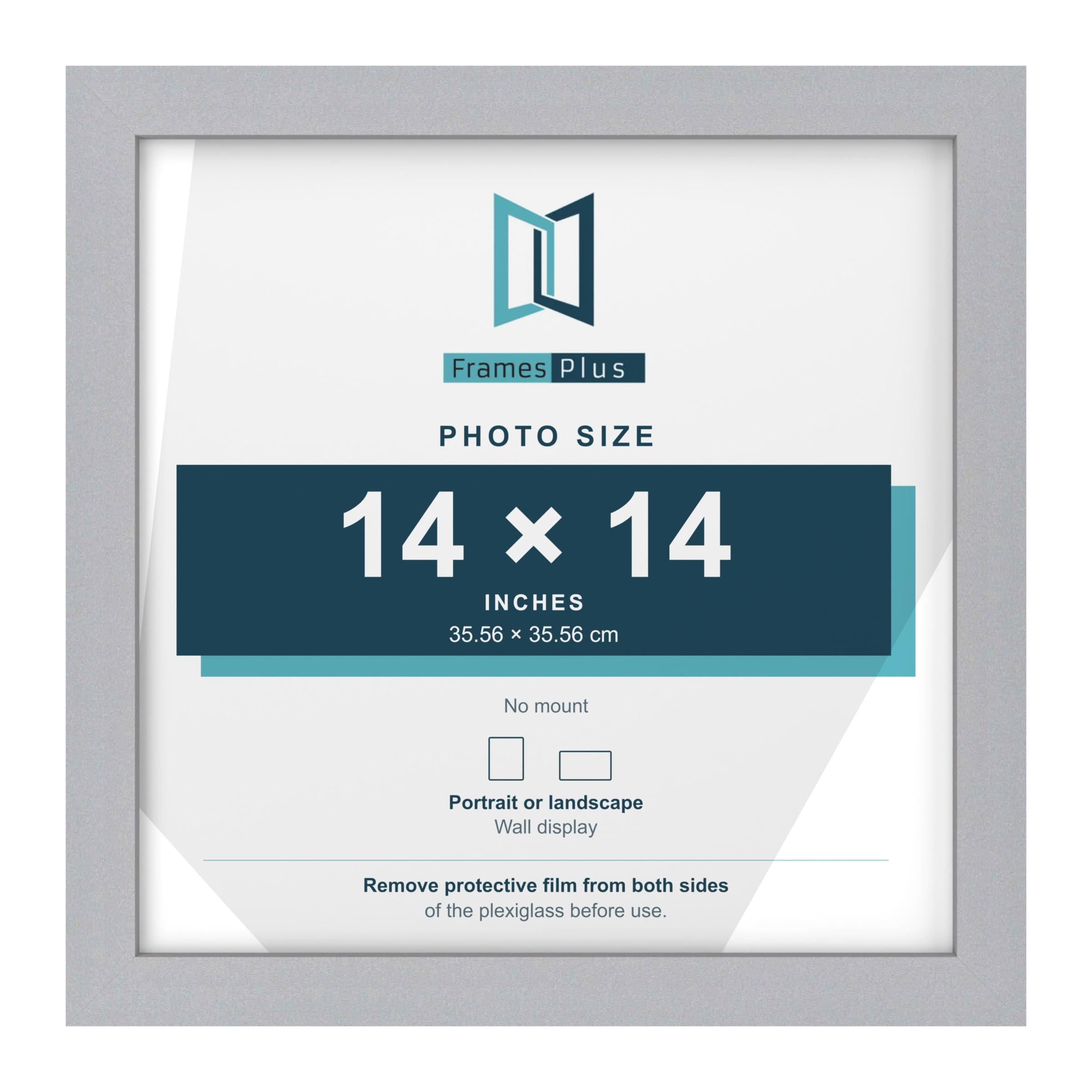 FramesPlus 14x14 Inch Square Picture Frame, Silver, Modern Photo Frame — image 1