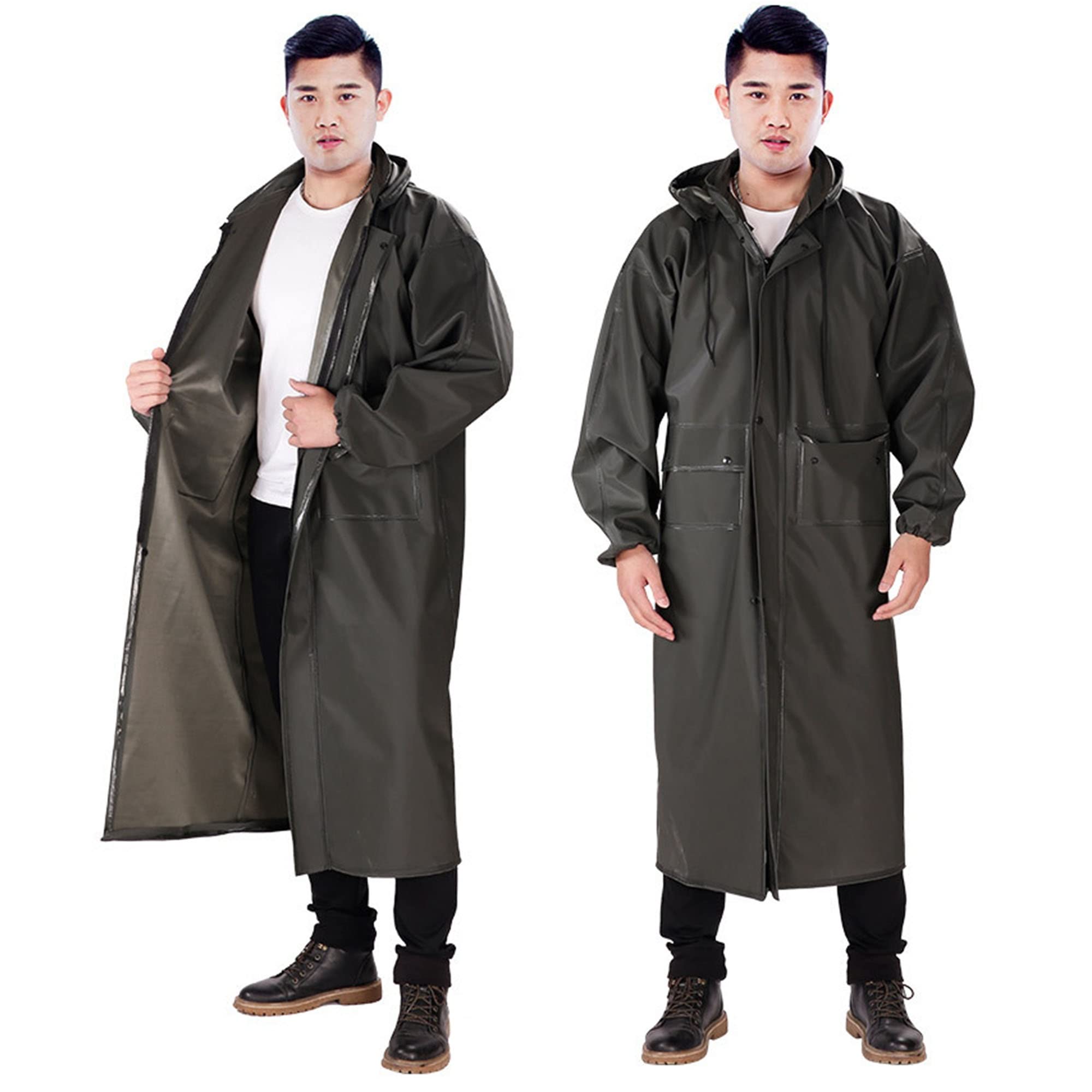 Ponchos de Pluie Épais et Imperméables à Capuche Cape de Pluie Adulte Homme Femme Poncho Durable avec Poches pour Cyclisme, Camping, Randonnée, Pêche, Alpinisme