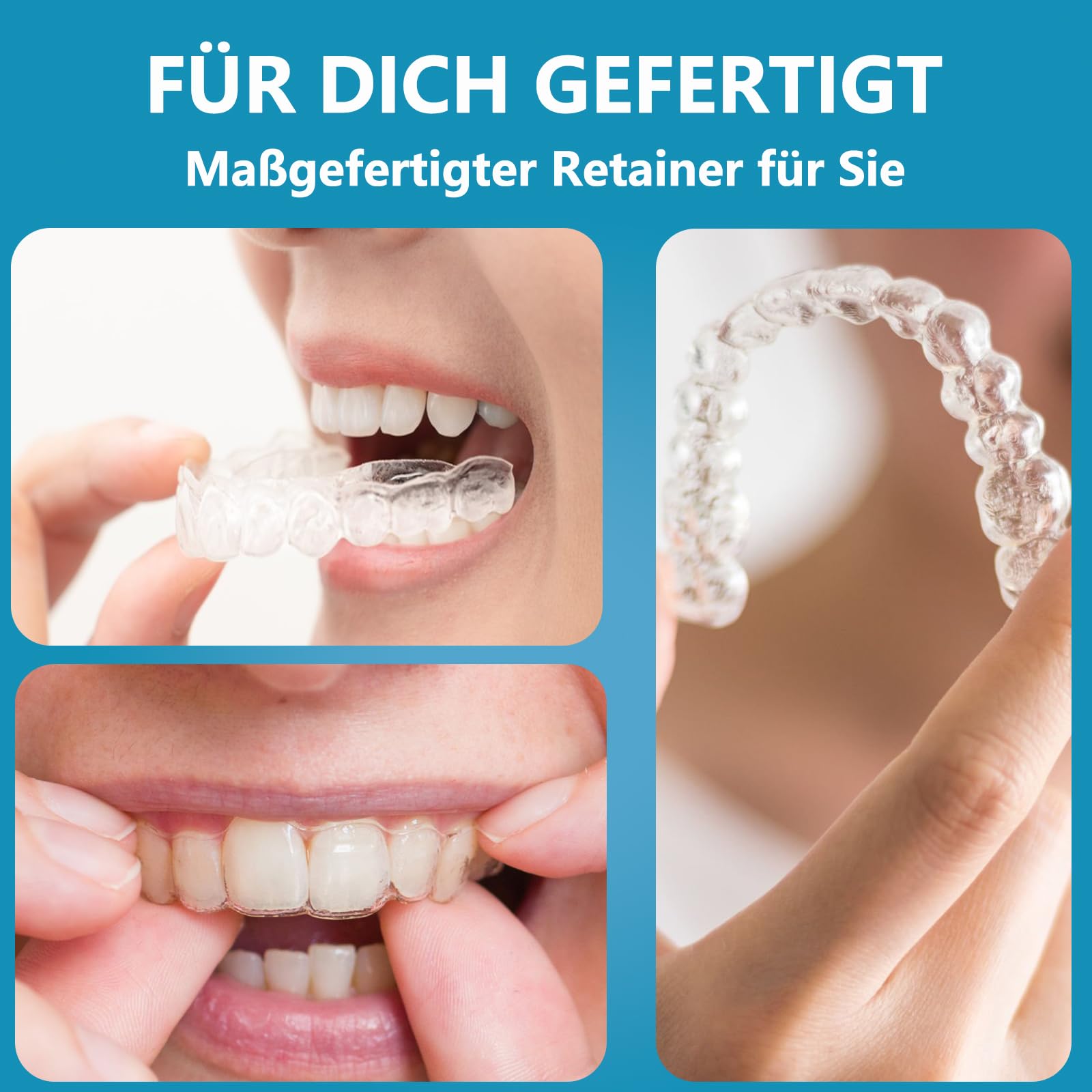 Durchsichtige Zahnspangen nach Maß, komfortable Zahnspangen für Erwachsene und Jugendliche (Oberkiefer & Unterkieferset)