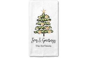 Seas & Greetings Personalized Christmas Waffle Weave Dish Towels: Holiday Cheer for Your Beach Abode