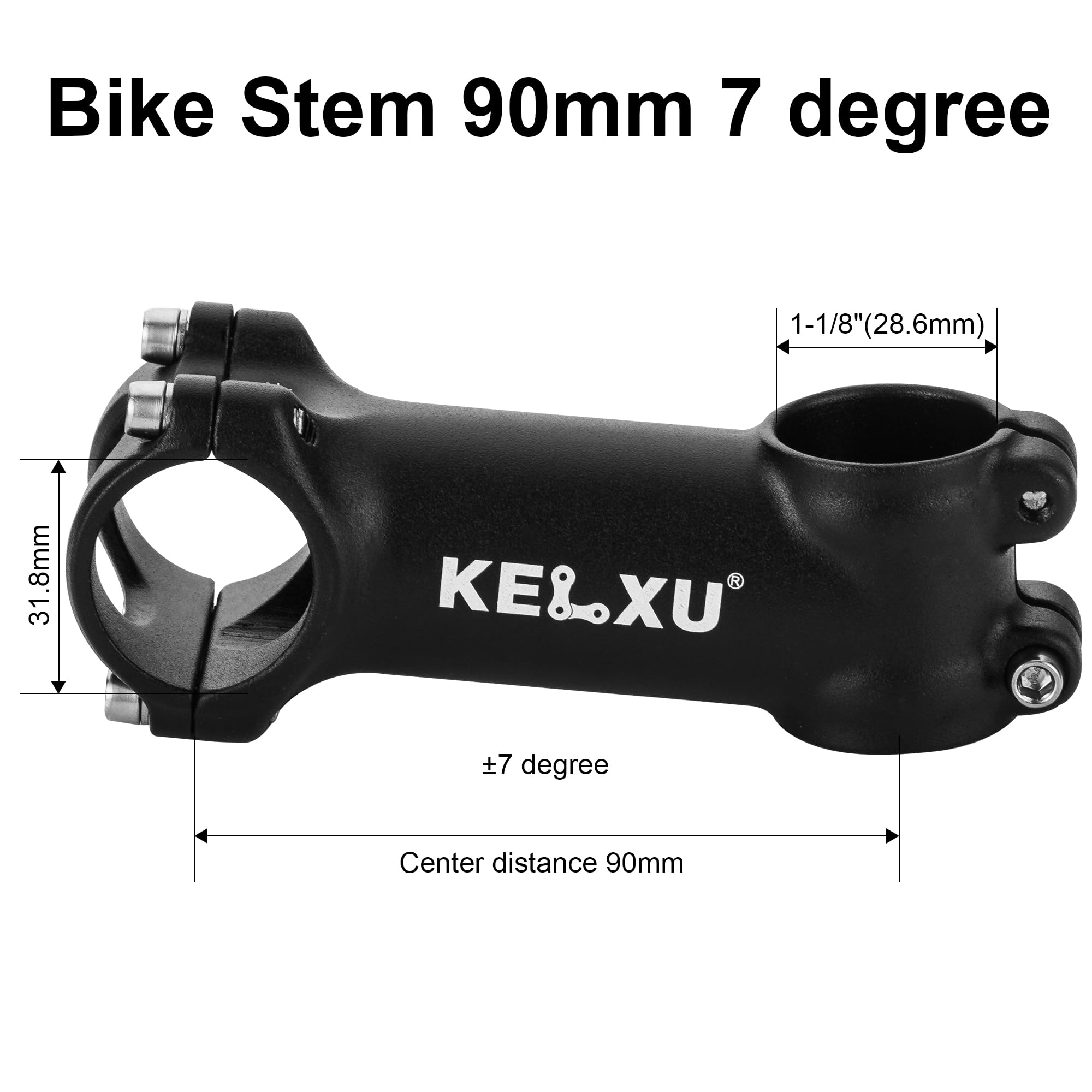 7 Gradi 31,8 Attacco Manubrio Bici 60/90mm Lega di Alluminio Gambi da Bicicletta per Bici da Strada, Mountain Bike, MTB, Ciclismo
