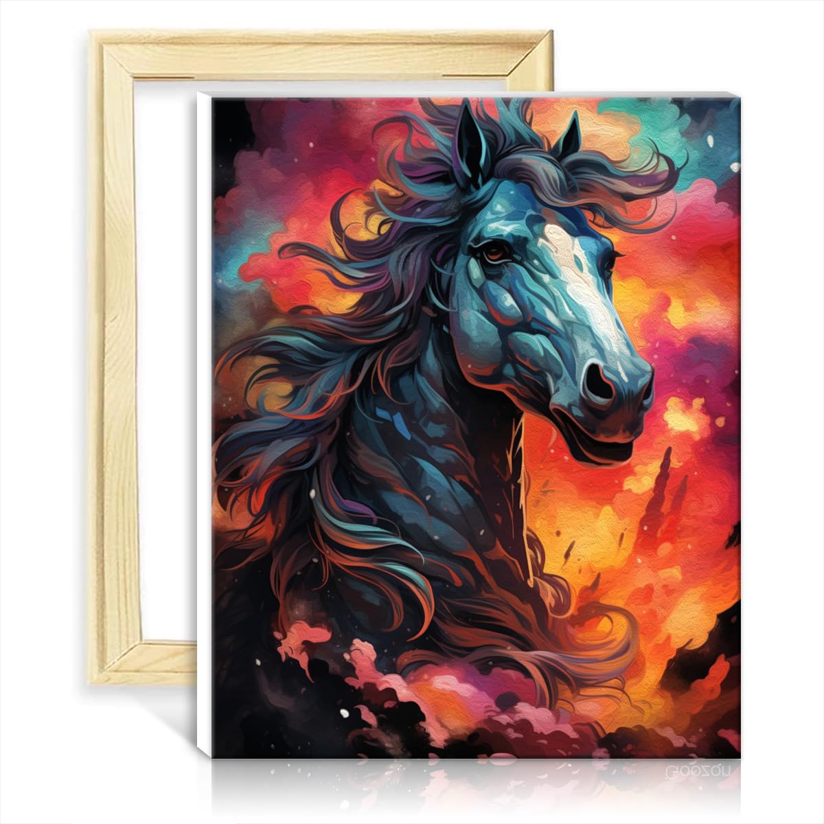 TANGFEIY Oil Painting Kit Paint by Number Paintting Horse Adults Beginner Watercolor Oil Painting Kits Arts Crafts Project for Home with Frame(30x40cm) — image 1