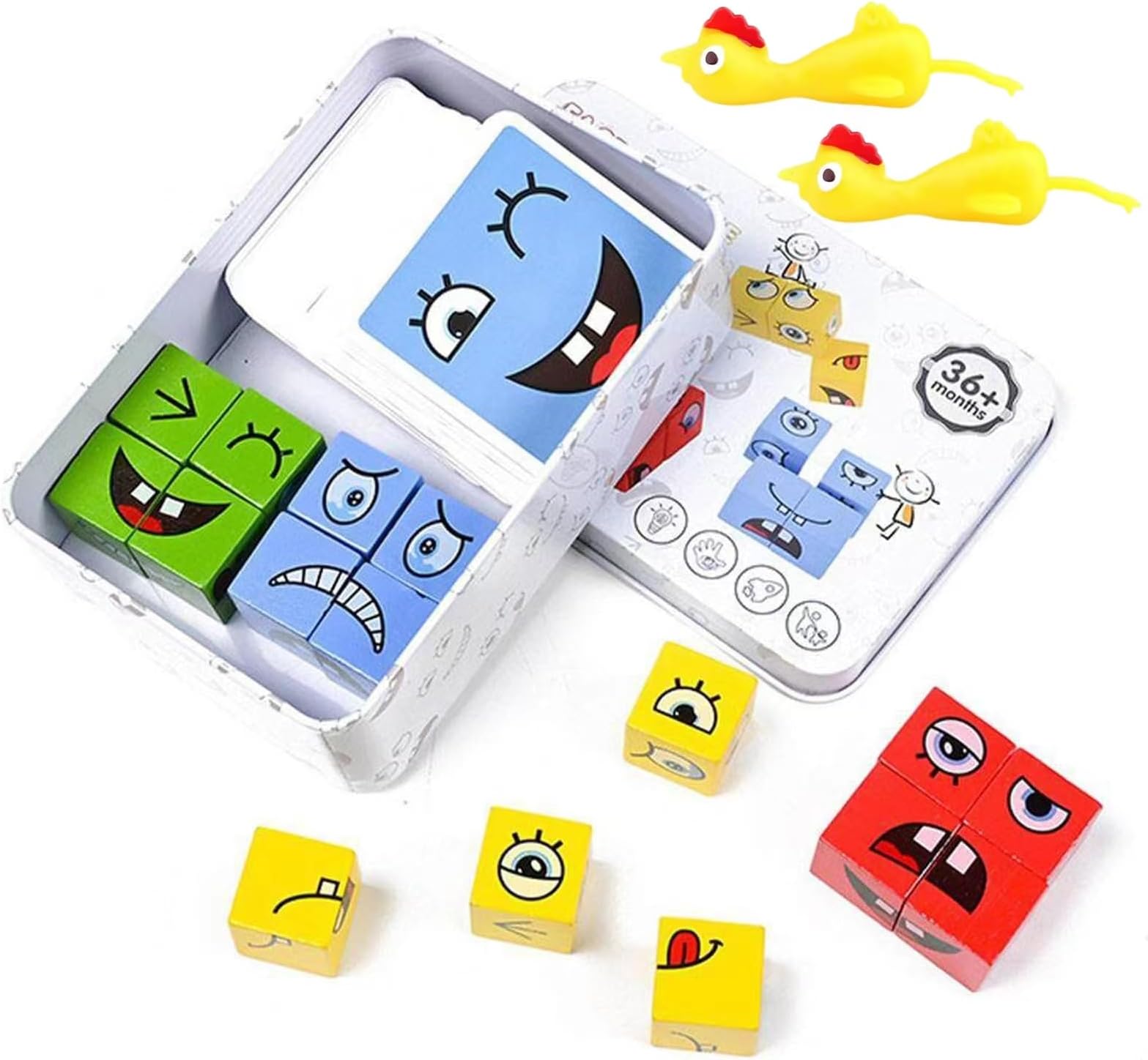 SLE Face Changing Expressions Wooden Block Puzzles,Multi-Player Blocks that Improve Children's Thinking Skills, Collaboration and Colour Perception,STEM Parent-Child Board Games for Children Age 3+