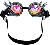 Vista 170 de Gafas de caleidoscopio retro con pinchos, gafas de cristal arcoíris steampunk estilo soldadura, gafas de cosplay punk