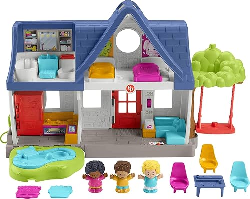 Fisher-Price Little People Play House - Juego de juegos para niños pequeños con luces música y escenarios inteligentes contenido de aprendizaje