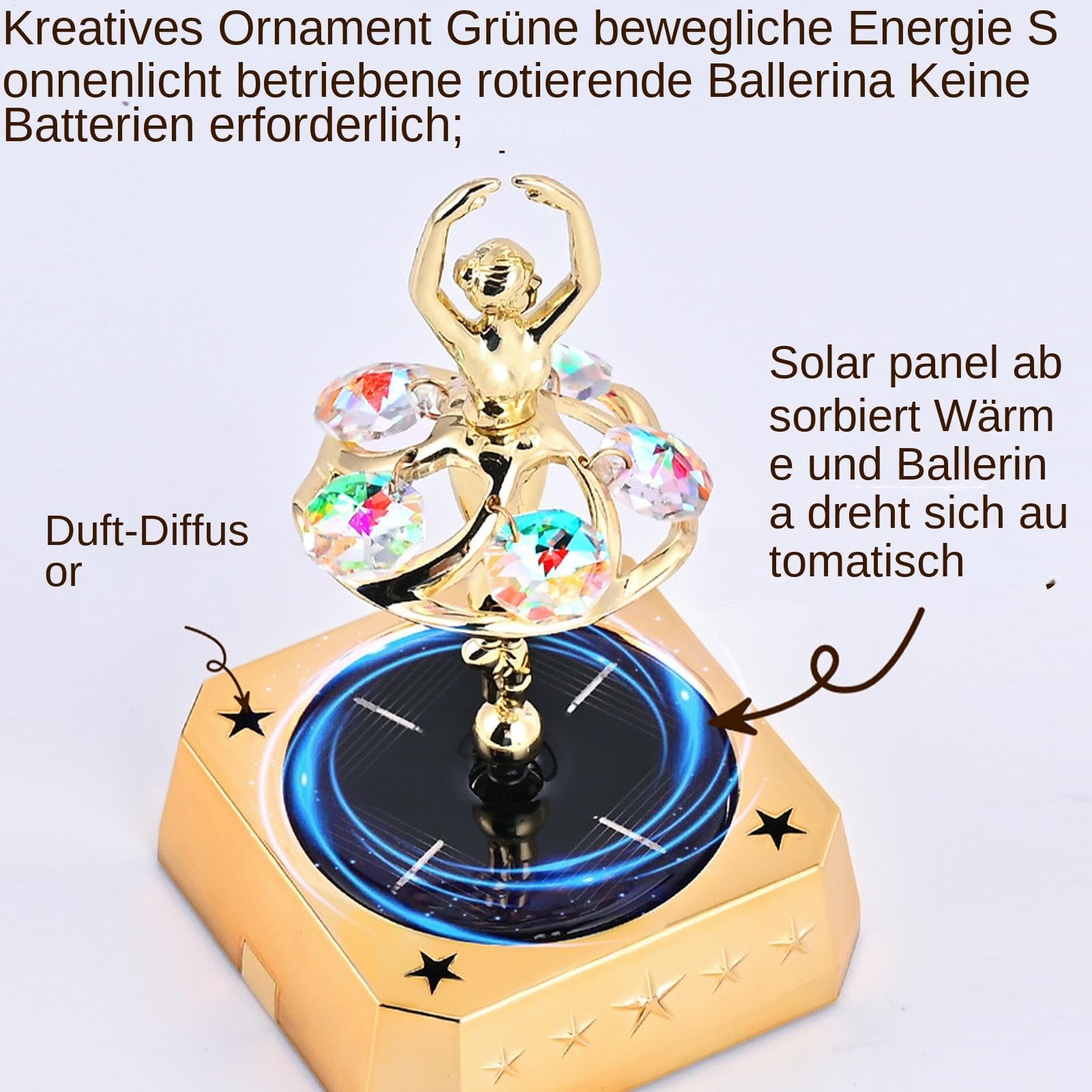 Désodorisant de voiture, désodorisant solaire pour voiture, ballerine rotative solaire, diffuseur de parfum , décorations de tableau de bord, accessoires d'intérieur de voiture