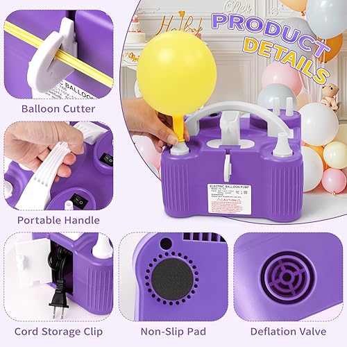 Miniatura 7 de Bomba de aire eléctrica 4 en 1, bomba de aire portátil para todos los globosinflablespelotas deportivas, boquilla triple de llenado rápido, globo de