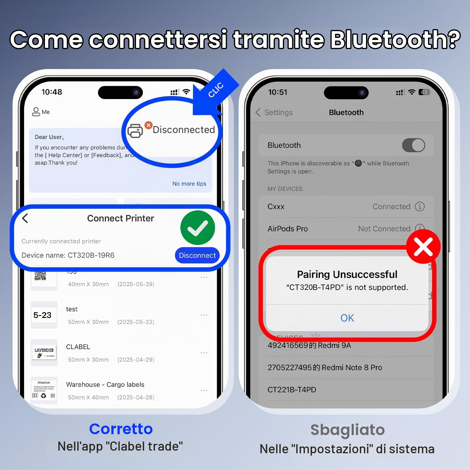 CLABEL 320B Stampante Termica per Etichette Bluetooth, 3" Etichettatrice | Etichette di Terze parti 25-75mm, Stampa offline, iOS Android PC, 2200mAh, Prezzi Codici a Barre Ufficio Negozio Scuola