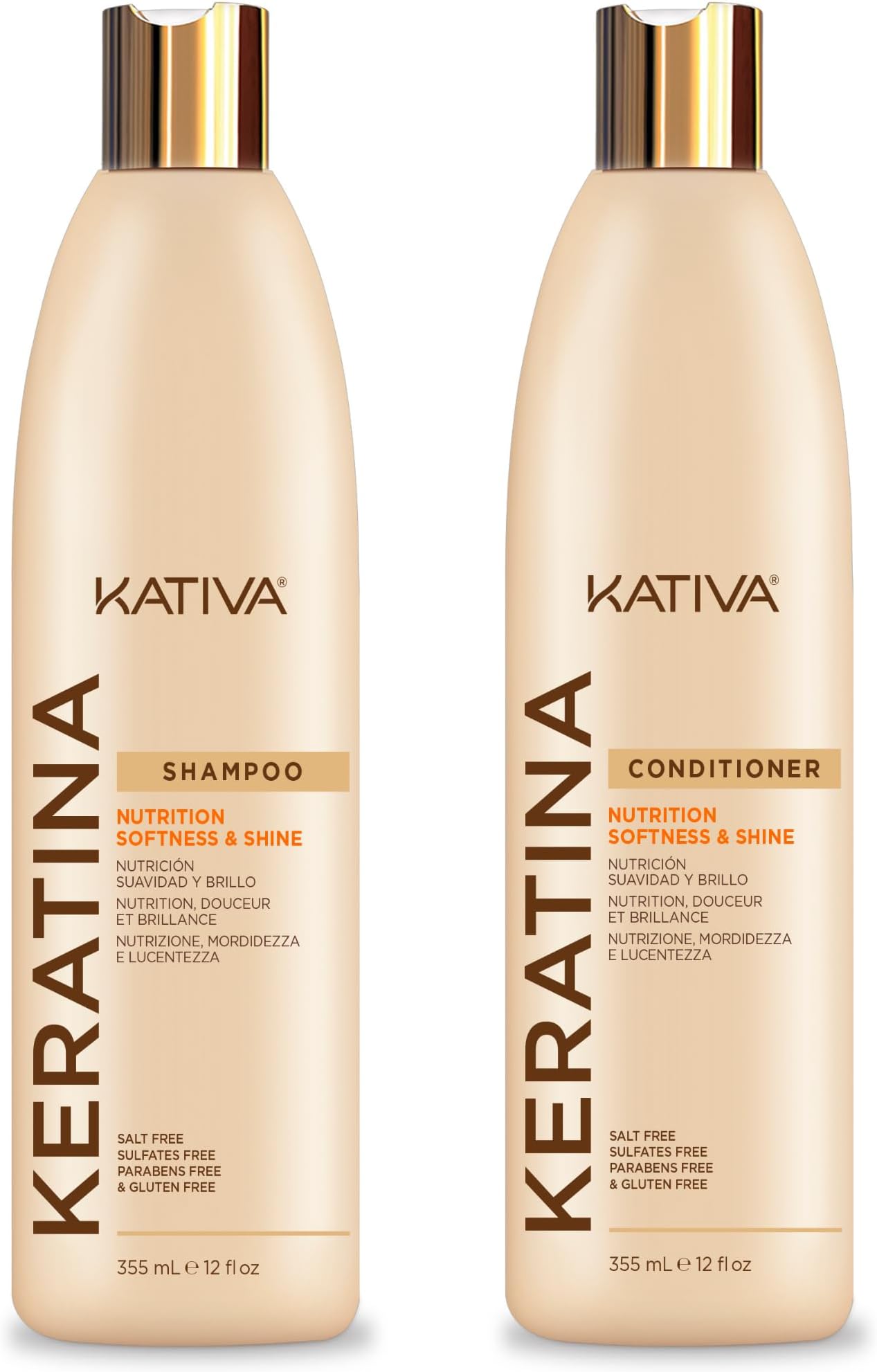 Keratin Shampoo and Conditioner Pack set of 2. Nutrition, Softeness and Shine without Sulfates. Salt and Parbens Free.