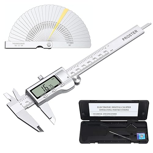 Vista 16 de Proster Calibrador digital Vernier 8 pulgadas 7.874 in – Fracciones de pinza electrónica de acero inoxidable/pulgada/pinza métrica herramienta