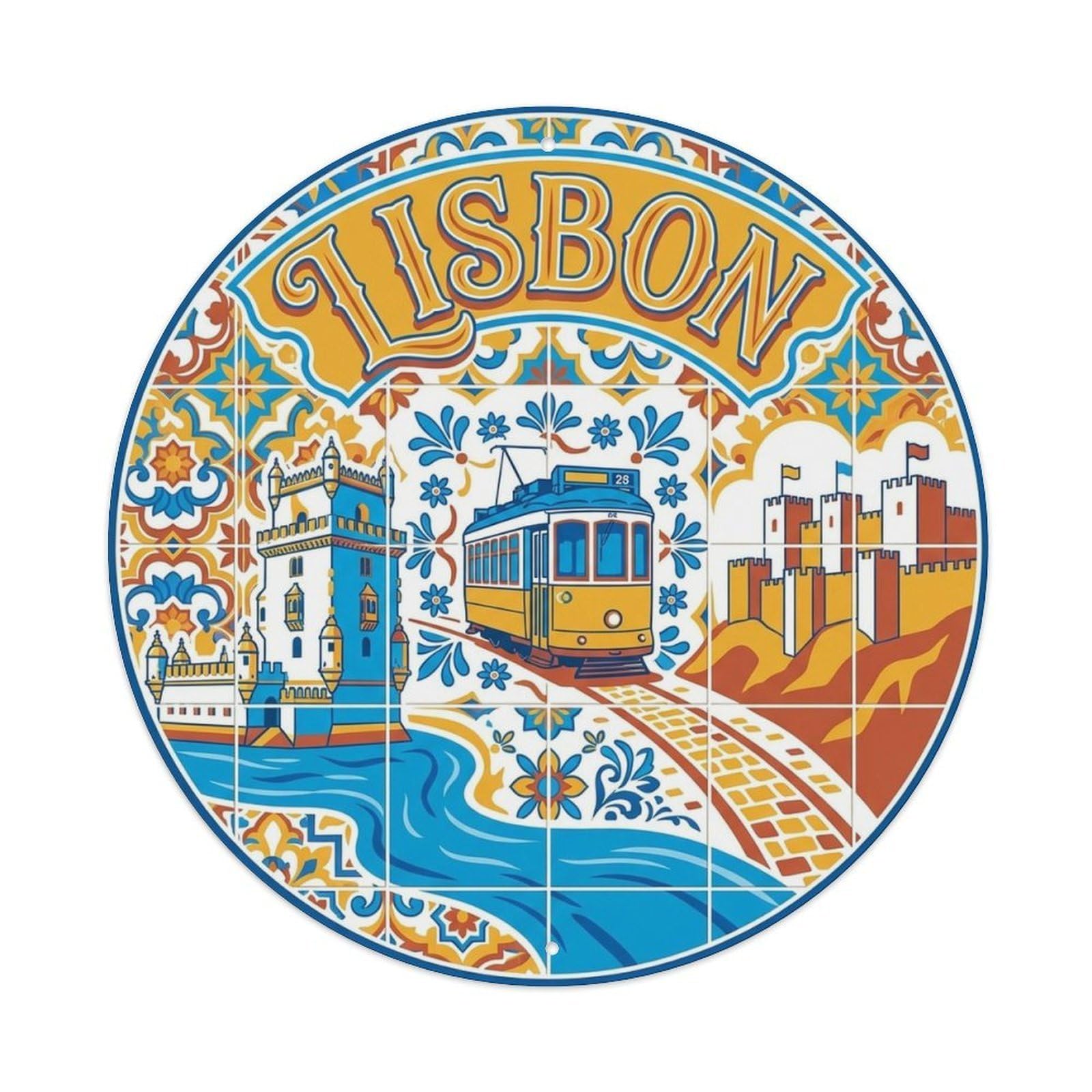 Lisbon Portugal Vintage Heritage Travel Landmark Metal Tin Sign